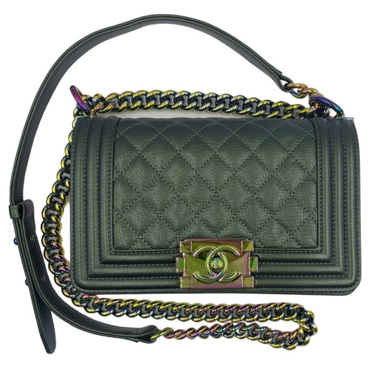 Chanel small Boy mermaid flap bag in iridescent green