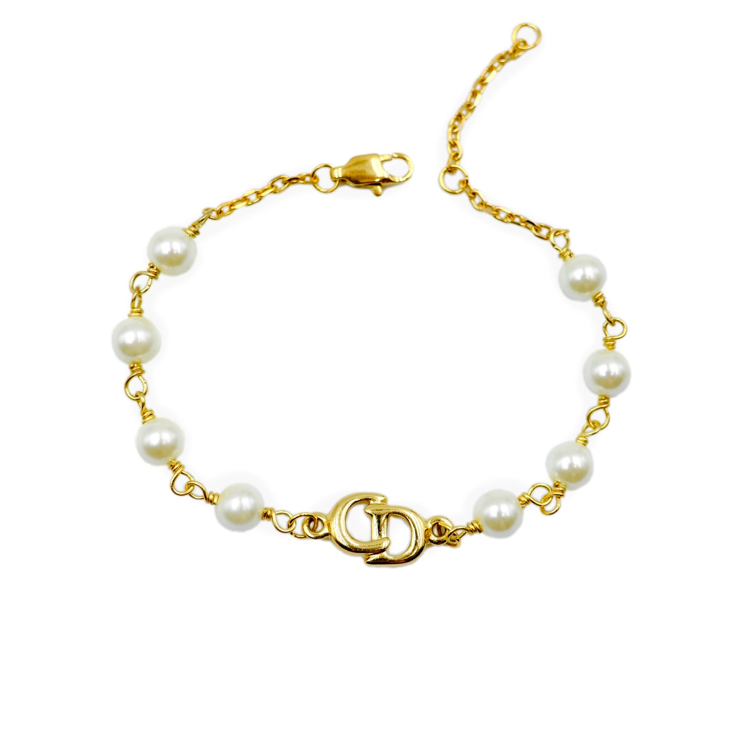 Christian Dior Logo Pearl Reworked Bracelet