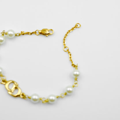 Christian Dior Logo Pearl Reworked Bracelet