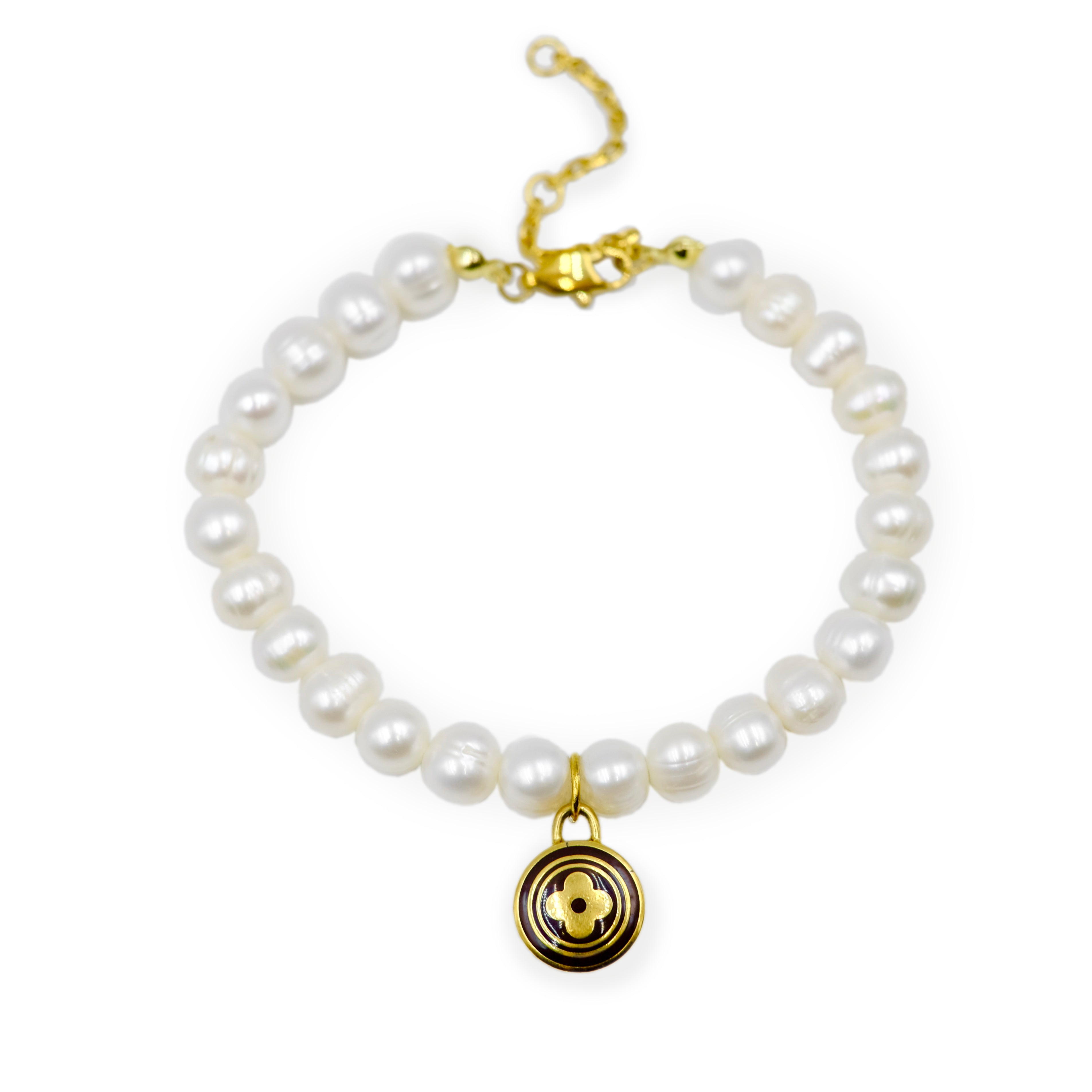 Louis Vuitton Brown Pastilles Pendant Pearl Reworked Bracelet – AMOUR  REWORKED