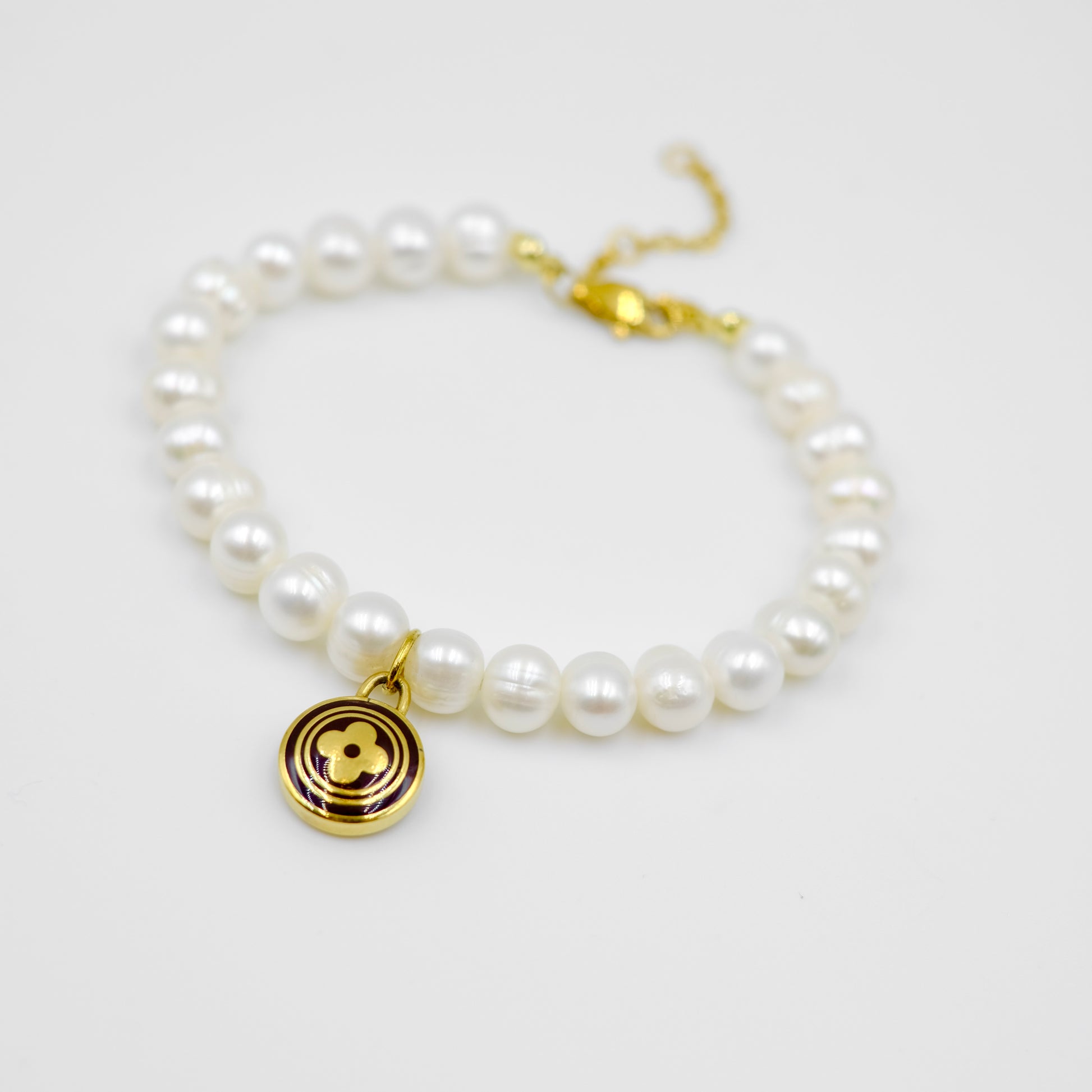 Louis Vuitton Brown Pastilles Pendant Pearl Reworked Bracelet