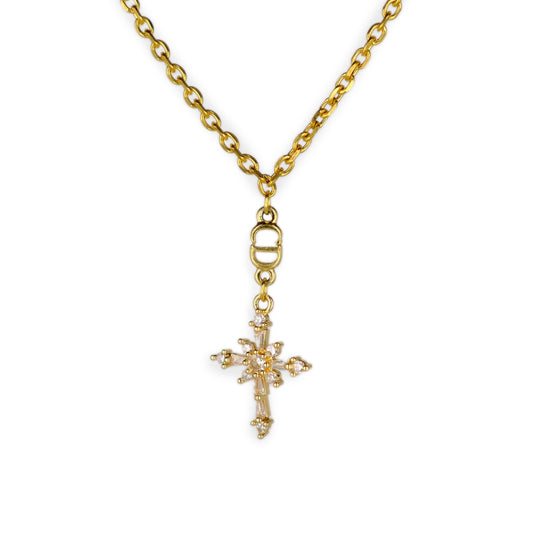 Christian Dior Logo Cross Reworked Necklace