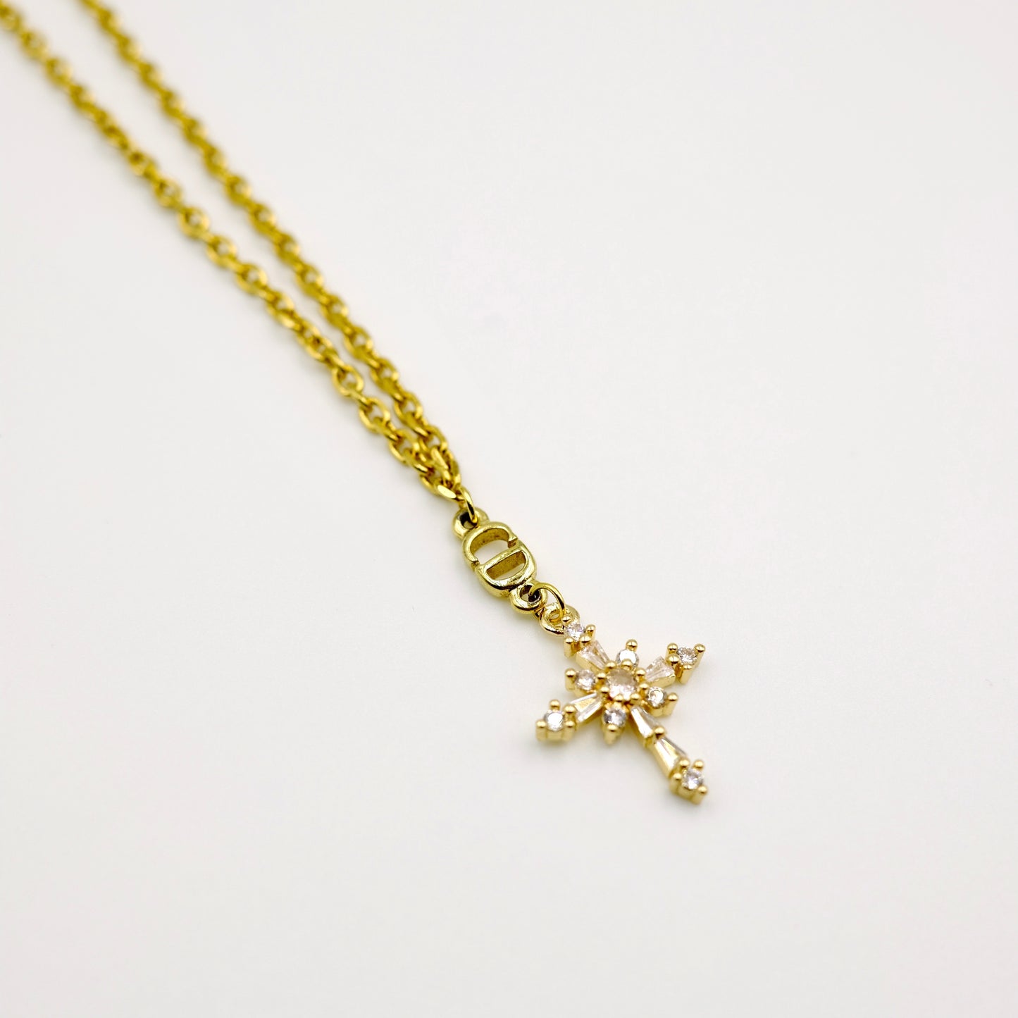 Christian Dior Logo Cross Reworked Necklace