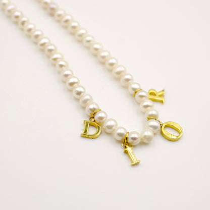 Christian Dior Letter Logo Pearl Reworked Necklace