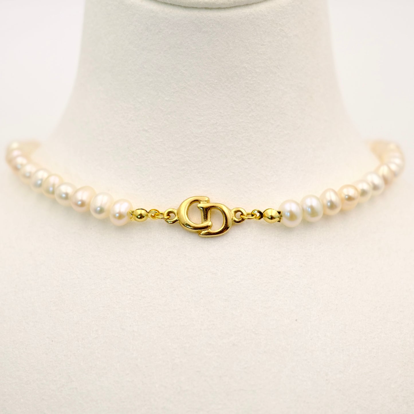 Christian Dior Logo Pearl Reworked Choker