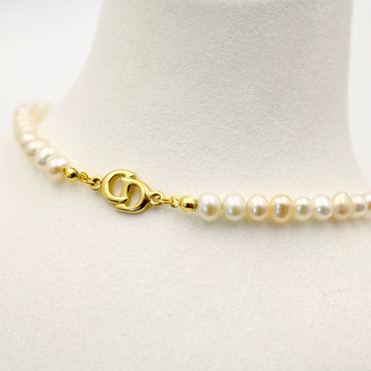 Christian Dior Logo Pearl Reworked Choker