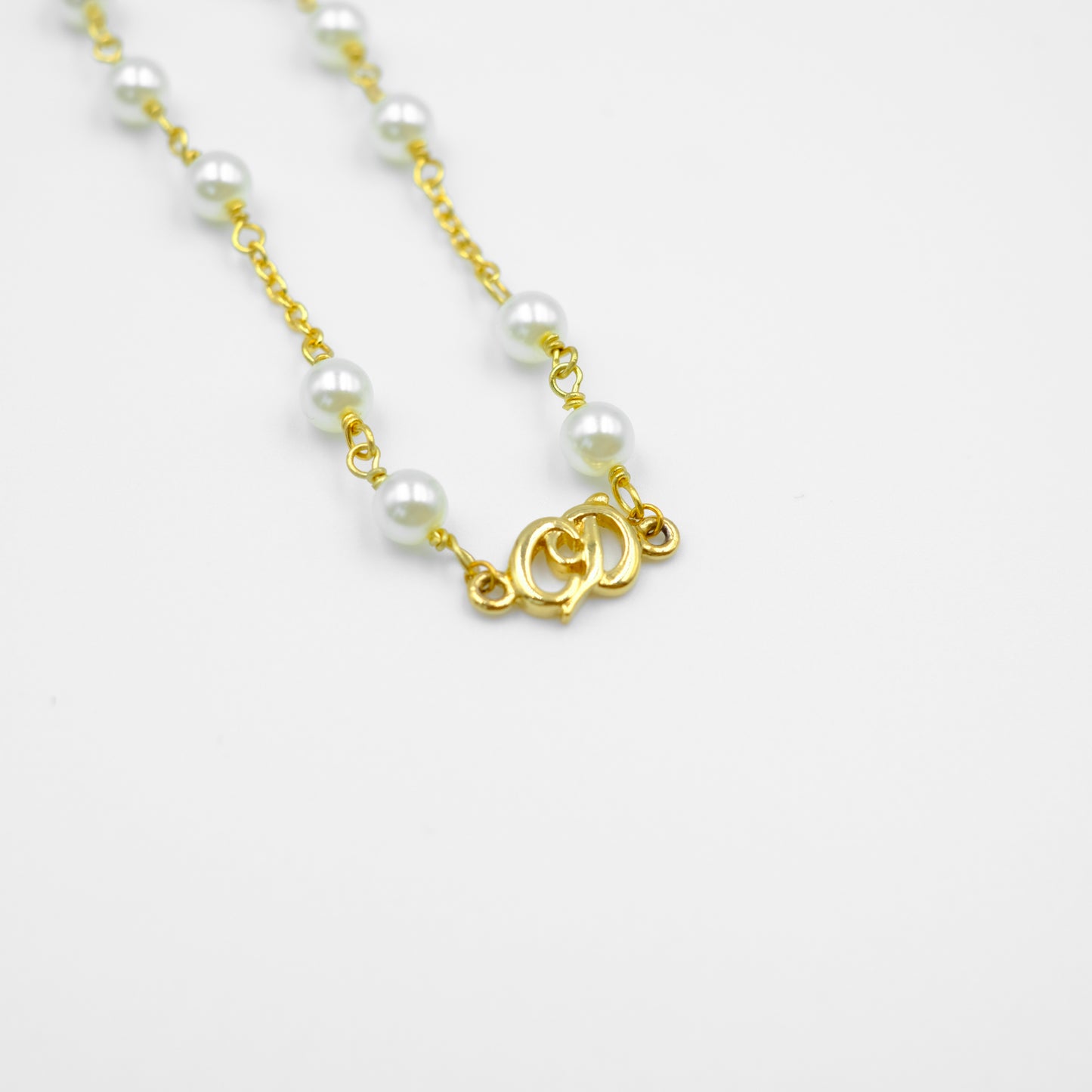 Christian Dior Logo Pearl Reworked Necklace