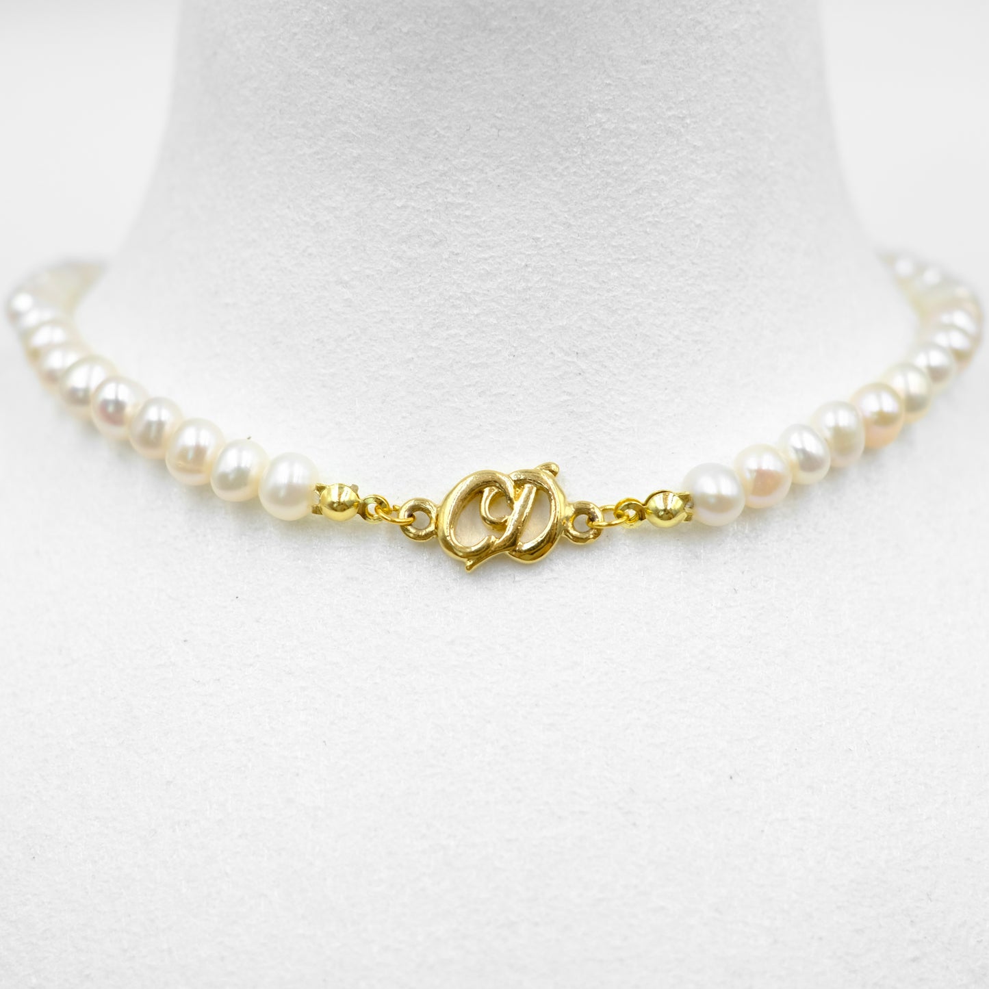 Christian Dior Logo Pearl Reworked Choker