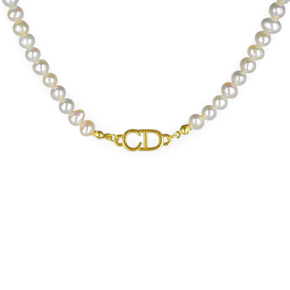 Christian Dior Logo Pearl Reworked Choker