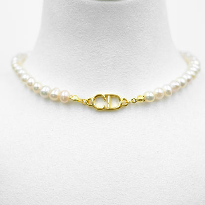 Christian Dior Logo Pearl Reworked Choker