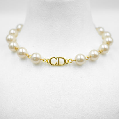 Christian Dior Logo Pearl Reworked Choker