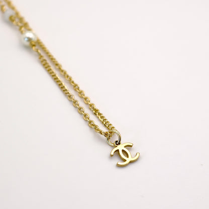 PREORDER Chanel CC Logo Pendant Pearl Reworked Necklace