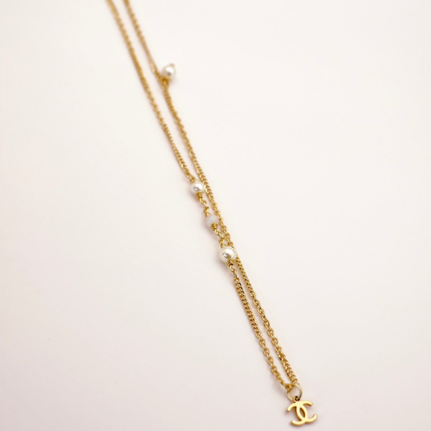 PREORDER Chanel CC Logo Pendant Pearl Reworked Necklace