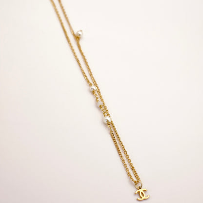 PREORDER Chanel CC Logo Pendant Pearl Reworked Necklace