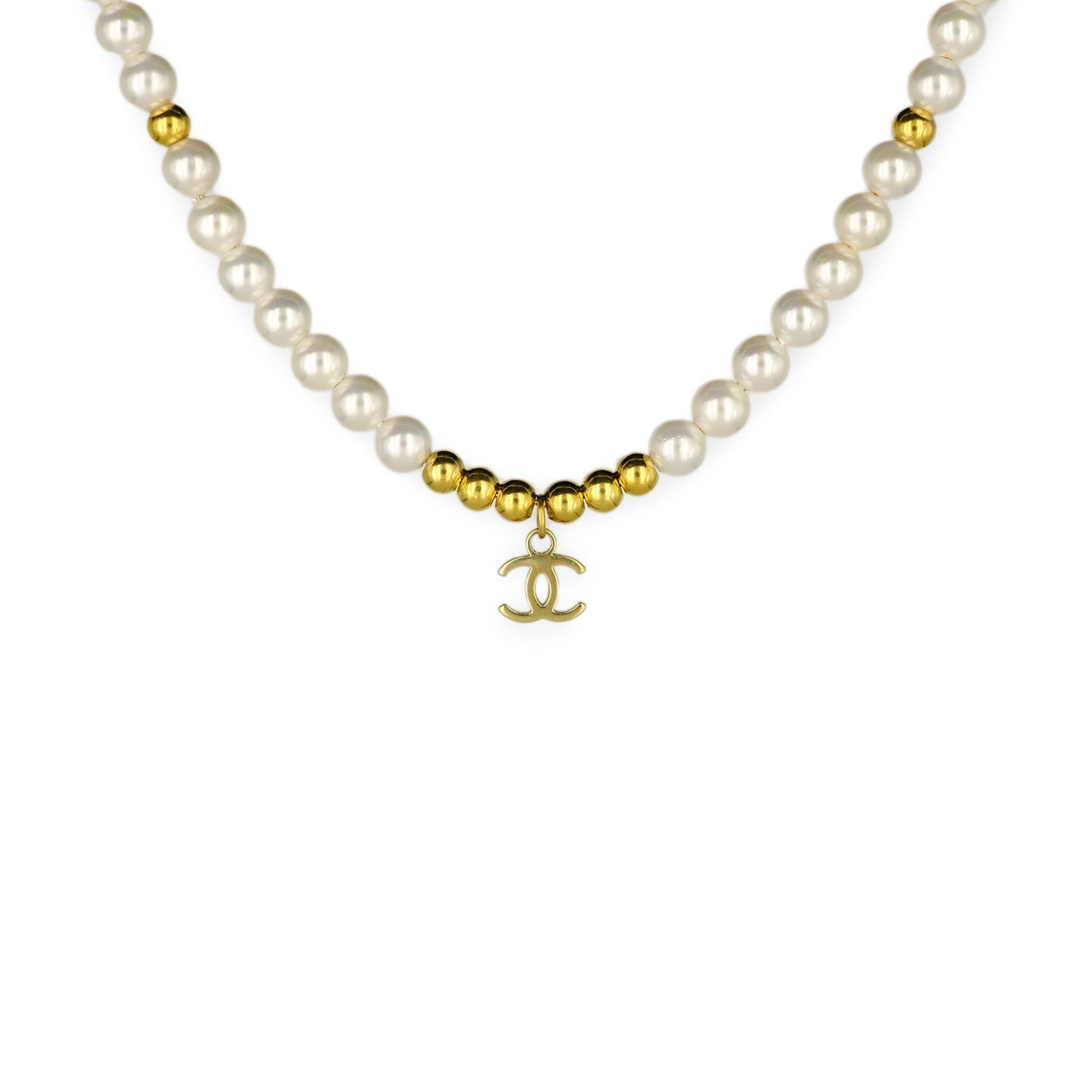 PREORDER Chanel CC mini Logo Pearl Reworked Necklace