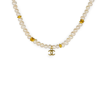 PREORDER Chanel CC Mini Logo Pearl Reworked Necklace