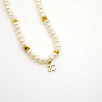 PREORDER Chanel CC Mini Logo Pearl Reworked Necklace