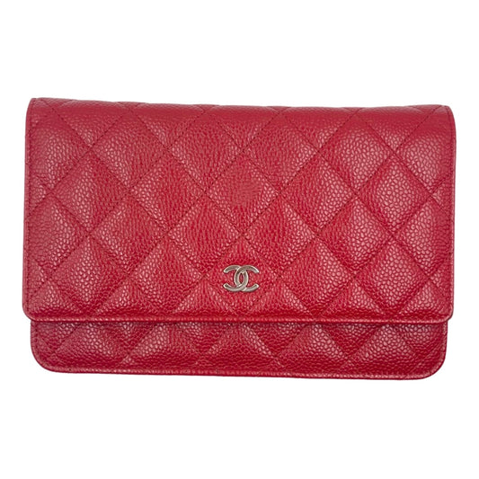 Chanel Red Caviar Wallet on Chain Bag