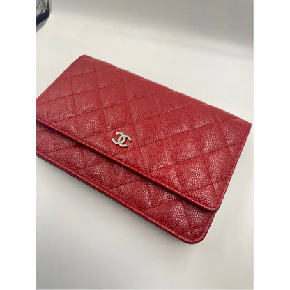 Chanel Red Caviar Wallet on Chain Bag