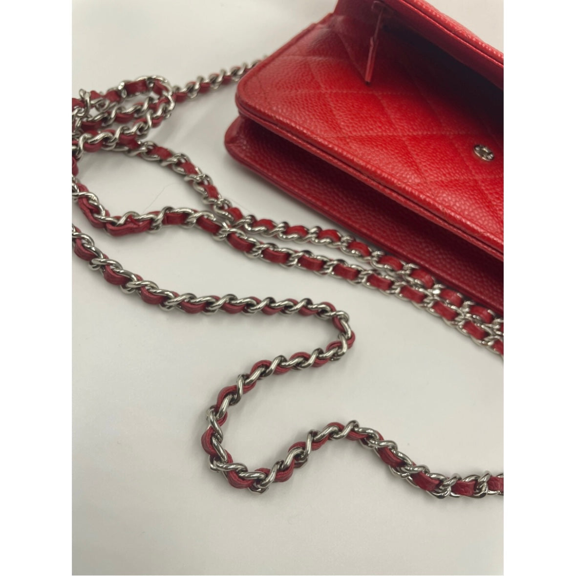 Chanel Red Caviar Wallet on Chain Bag