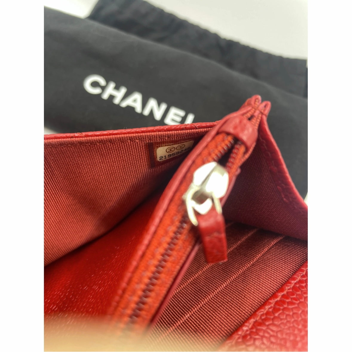 Chanel Red Caviar Wallet on Chain Bag