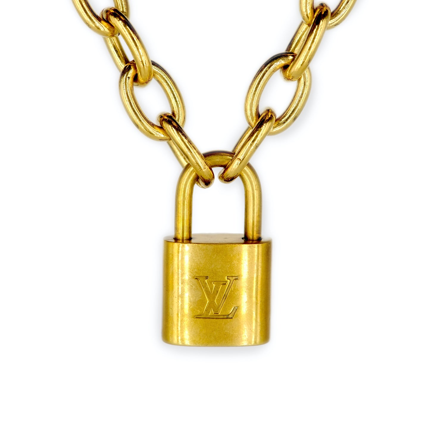 Louis Vuitton Padlock Reworked Necklace with Louis Vuitton Chain and Clasp