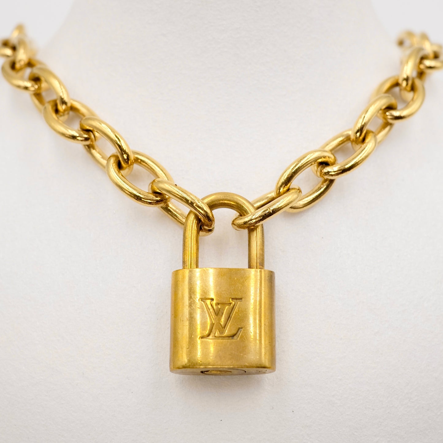 Louis Vuitton Padlock Reworked Necklace with Louis Vuitton Chain and Clasp