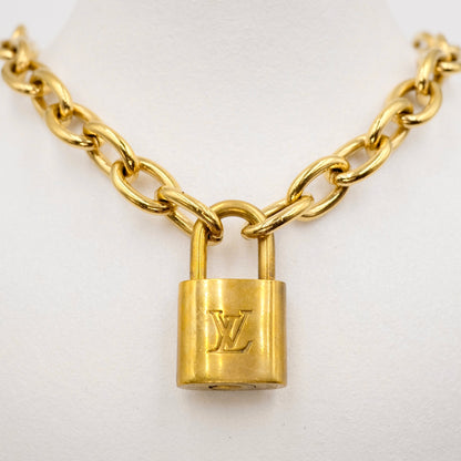 Louis Vuitton Padlock Reworked Necklace with Louis Vuitton Chain and Clasp