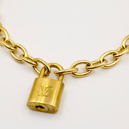 Louis Vuitton Padlock Reworked Necklace with Louis Vuitton Chain and Clasp