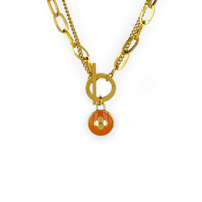 Louis Vuitton Orange Pastilles Pendant Reworked Necklace