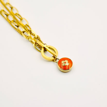 Louis Vuitton Orange Pastilles Pendant Reworked Necklace