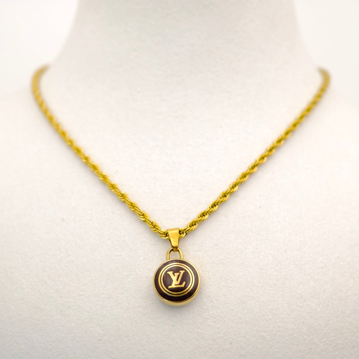 Louis Vuitton Brown Pastilles Pendant Reworked Necklace