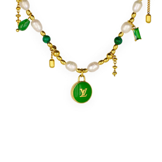 Louis Vuitton Green Pastilles Pearl Necklace