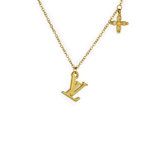 Louis Vuitton Logo Pendant Reworked Necklace