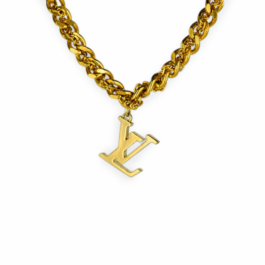 Louis Vuitton Large Logo Pendant Reworked Choker with Signature Woven Chain