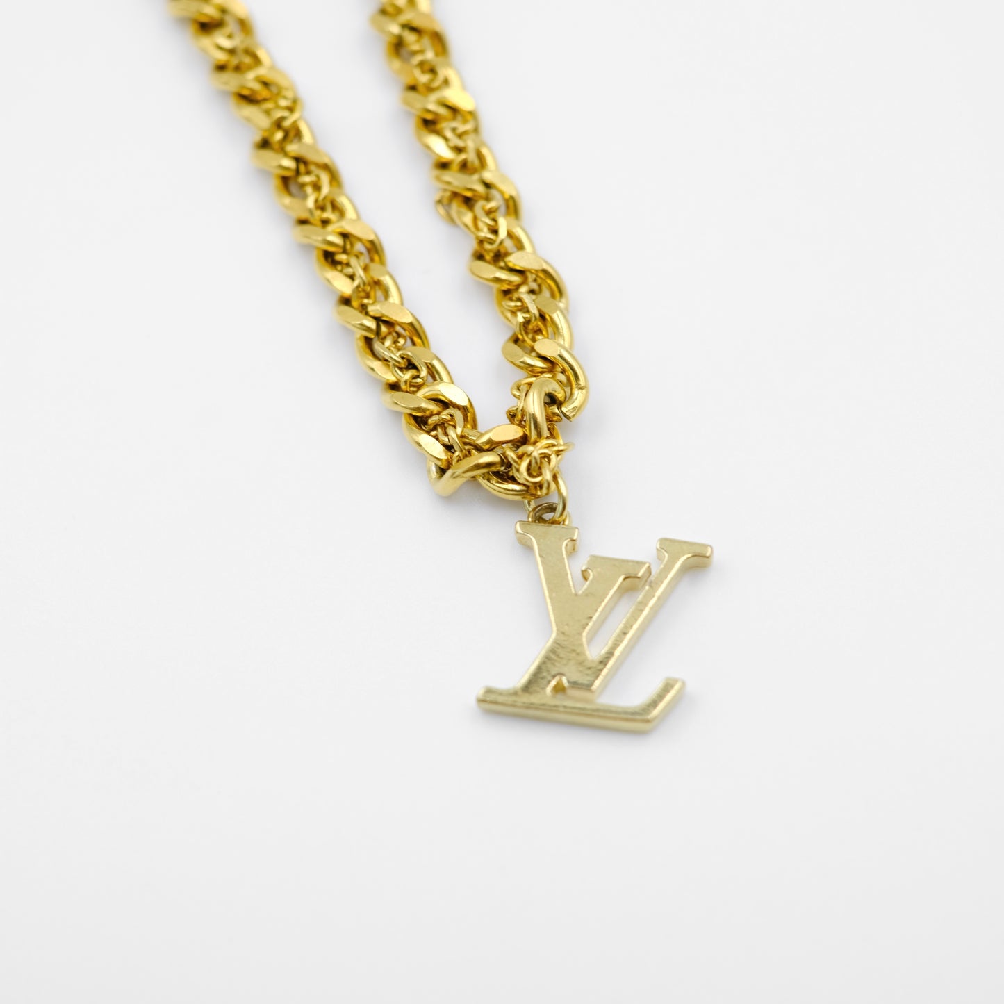 Louis Vuitton Large Logo Pendant Reworked Choker with Signature Woven Chain