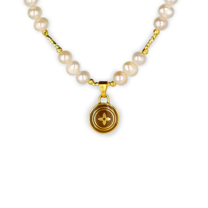 Louis Vuitton Brown Pastilles Pendant Pearl Reworked Necklace