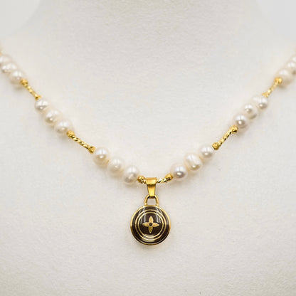 Louis Vuitton Brown Pastilles Pendant Pearl Reworked Necklace