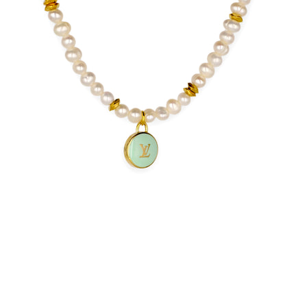 Louis Vuitton Mint Pastilles Pendant Pearl Reworked Necklace