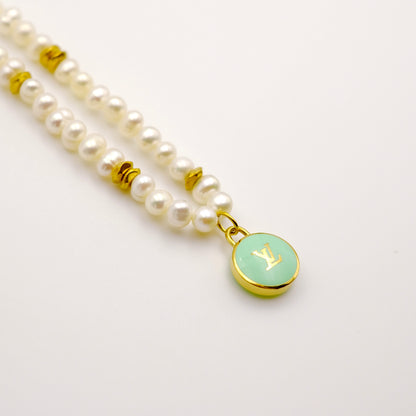 Louis Vuitton Mint Pastilles Pendant Pearl Reworked Necklace