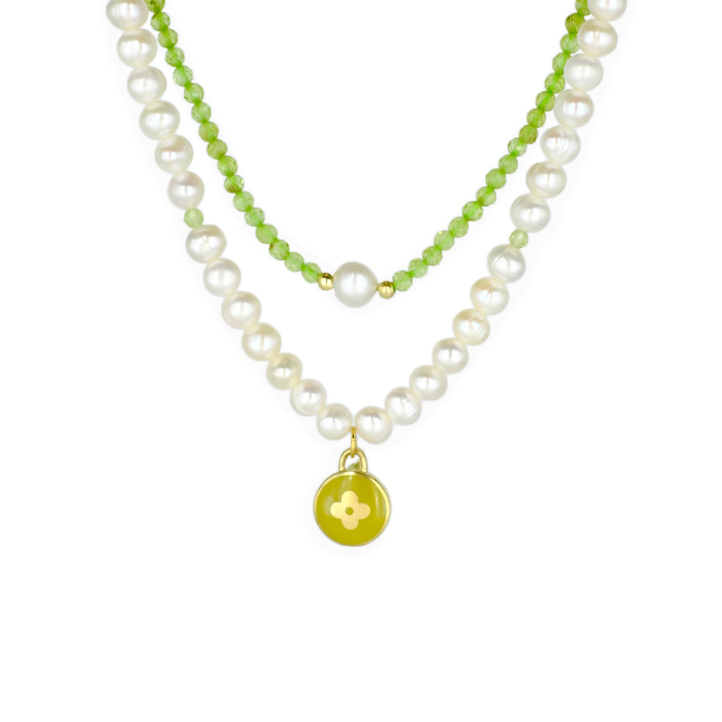 Louis Vuitton Olive Pastilles Pendant Pearl Reworked Necklace